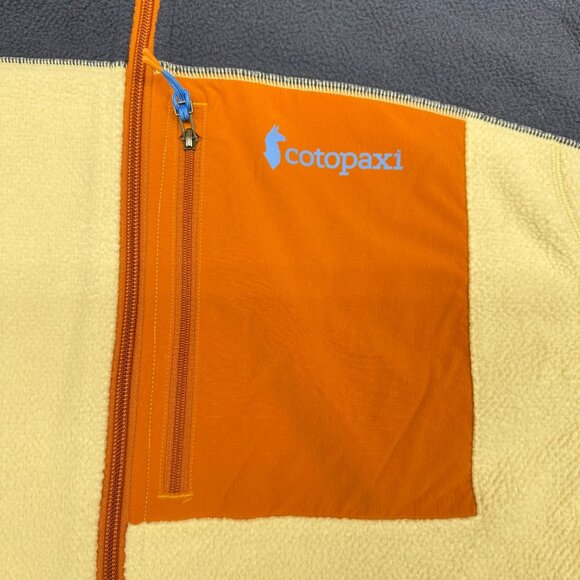 ✅ Mens L Cotopaxi Abrazo Half-Zip Fleece Pullover Chest Pocket Beige/Navy/Orange - Picture 9 of 10